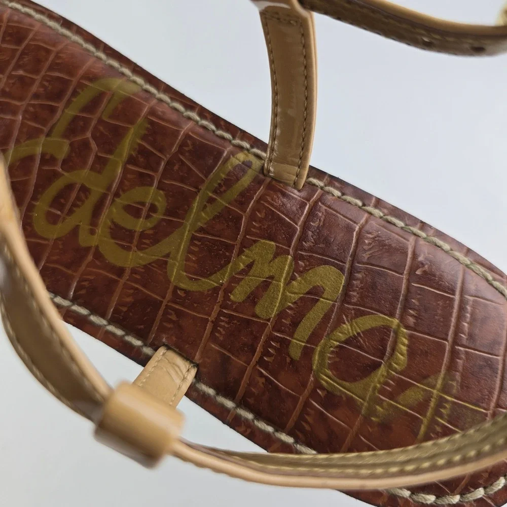 Sam Edelman Grayson Cognac Croc Crystal Embellished Thong Sandals 8M - Picture 10 of 16
